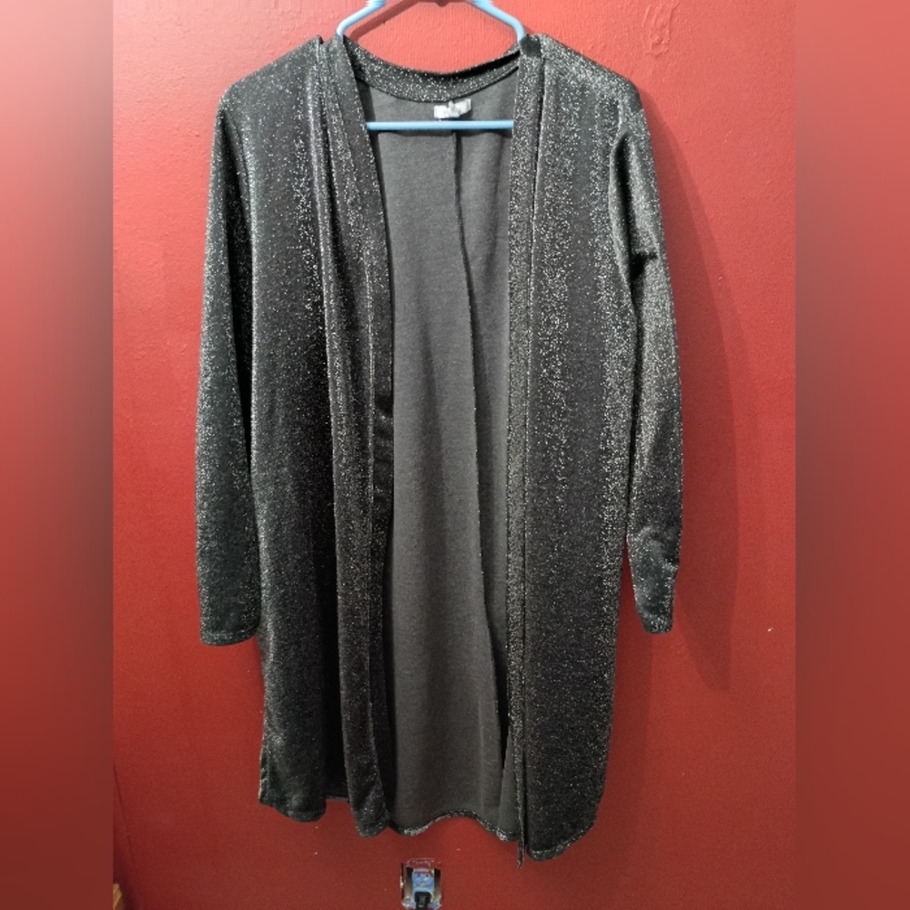 Elegant Black Glitter Sweater Cardigan